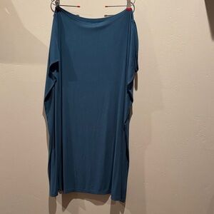 Women's Midi Draped Jersey Dress in Teal Blue
